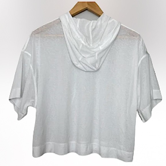 Athleta Women’s White Vapor Workout Pullover Hooded Tee Size Large. - Picture 4 of 7
